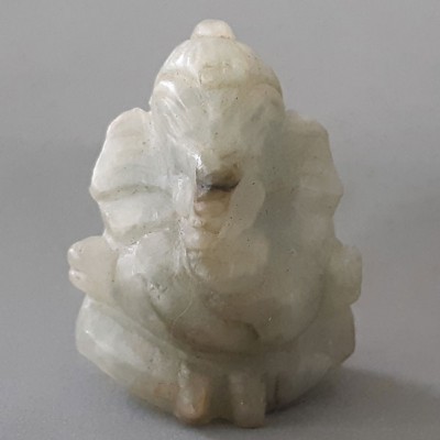 KG-080 Natural Genuine Pastel Green Jade Carved Lord Ganesh Ganesha India Hindu Hinism Buddha amulet om Statue. 